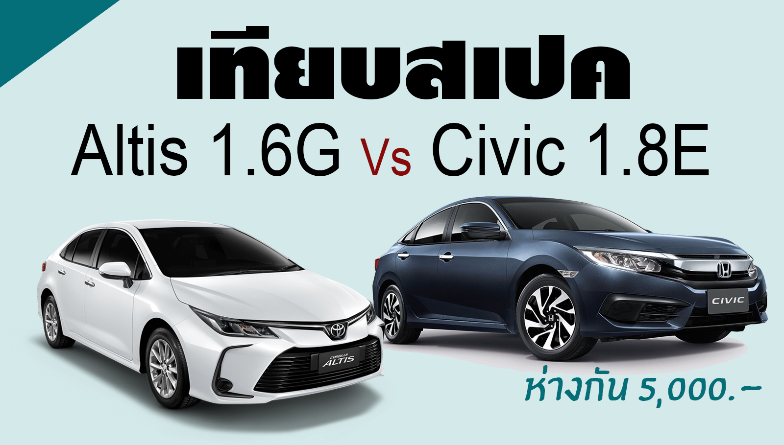 เปรียบสเปค ! Altis 1.6G Vs Civic 1.8E ราคาห่างกัน 5,000 บาท