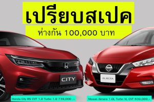 เปรียบสเปครุ่นท๊อป! Honda City RS Vs Nissan Almera VL ราคาห่างกัน 100,000 บาท