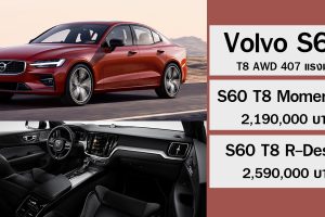 Volvo S60 T8 AWD ใหม่ ราคา 2,190,000 - 2,590,000 บาท + 407 แรงม้า (รุ่นประกอบในมาเลย์)