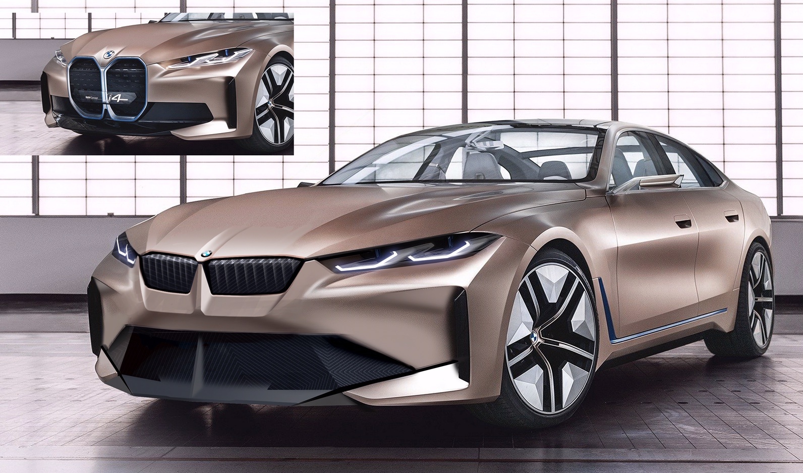 BMW Concept i4 เวอร์ชั่นลดขนาดกระจังหน้า : ภาพเรนเดอร์