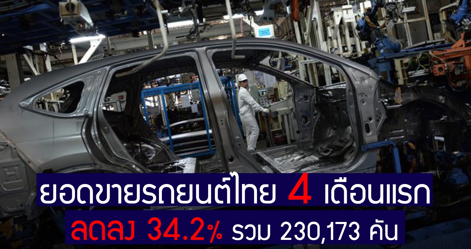 ยอดขายรถยนต์ในไทย มกราคม – เมษายน 63 ลดลง 34.2% รวม 230,173 คัน