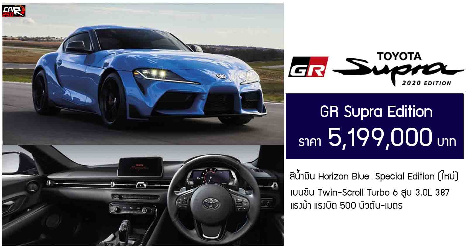 Toyota GR Supra Edition ใหม่ ตารางราคาผ่อนดาวน์ 2021-2022