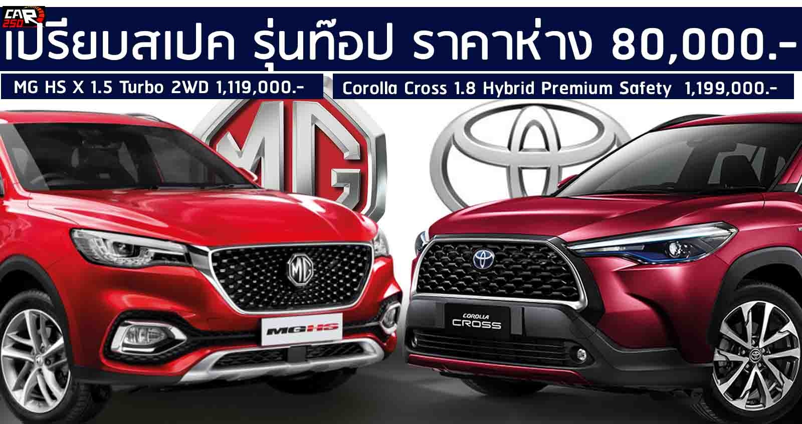 เปรียบสเปค Toyota Corolla Cross Vs MG HS รุ่นท๊อป ราคาห่าง 80,000 บาท