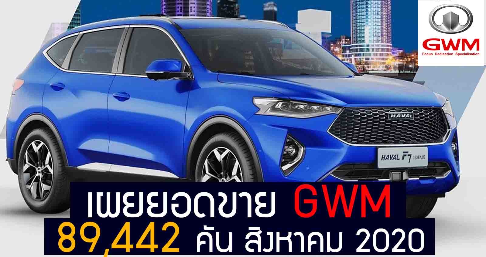 ยอดขายพุ่ง GWM 89,442 คัน สิงหาคม 2020 ในจีน