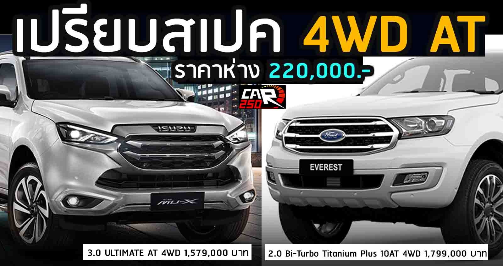 เปรียบสเปค ตัวท๊อป 4WD AT ISUZU MU-X Vs Ford Everest