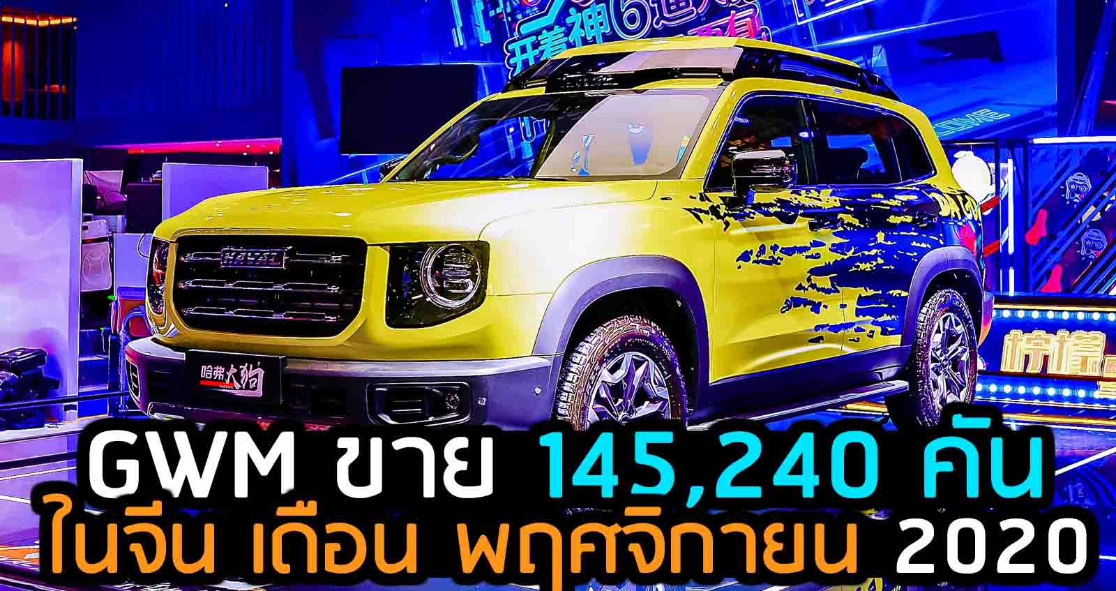 GWM ยอดขาย 145,240 คัน ในจีน เดือนพฤศจิกายน 2020