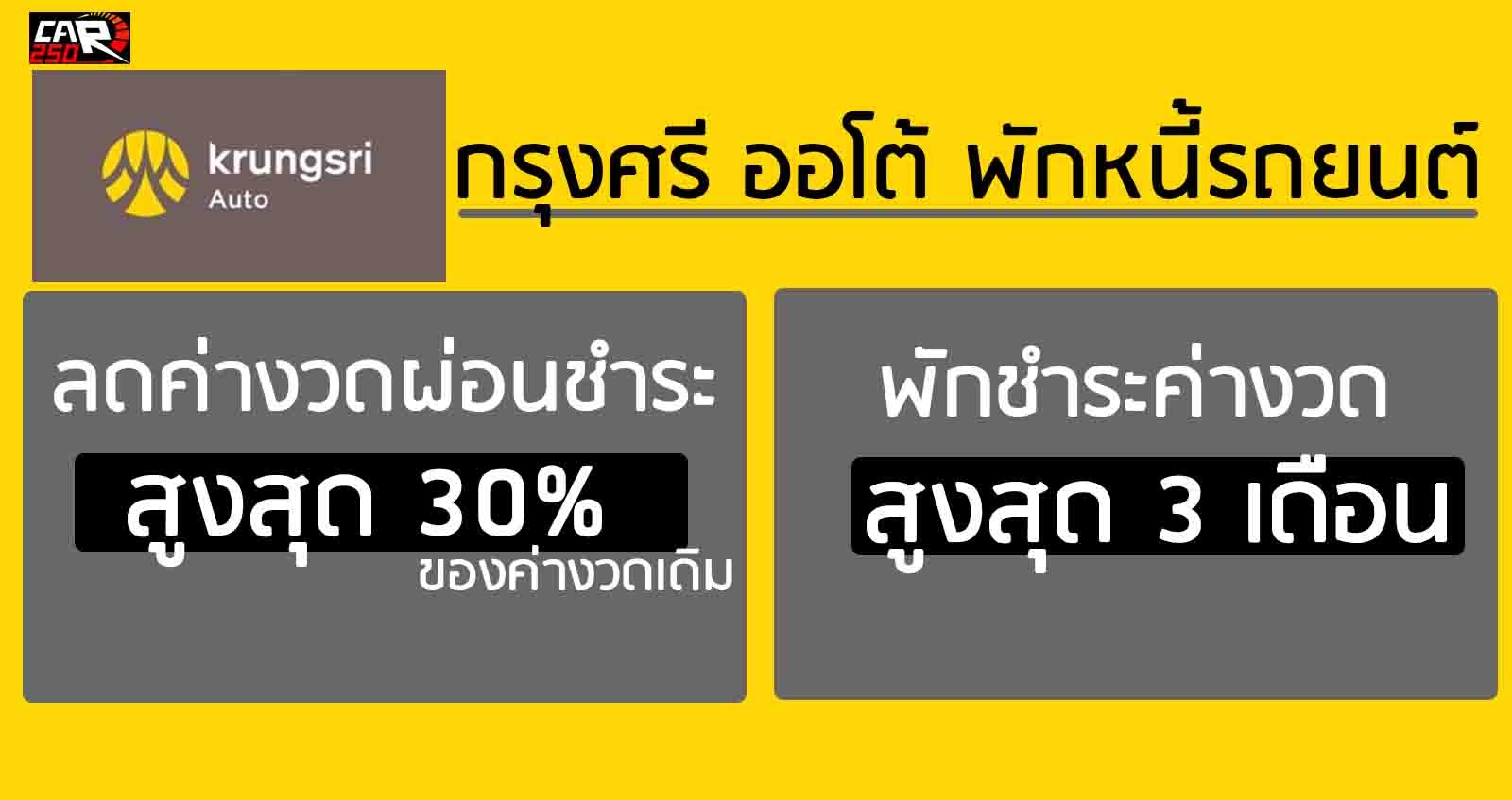 กรุงศรี ออโต้ พักหนี้รถยนต์ สูงสุด 3 เดือน เปิดลงทะเบียนแล้ว