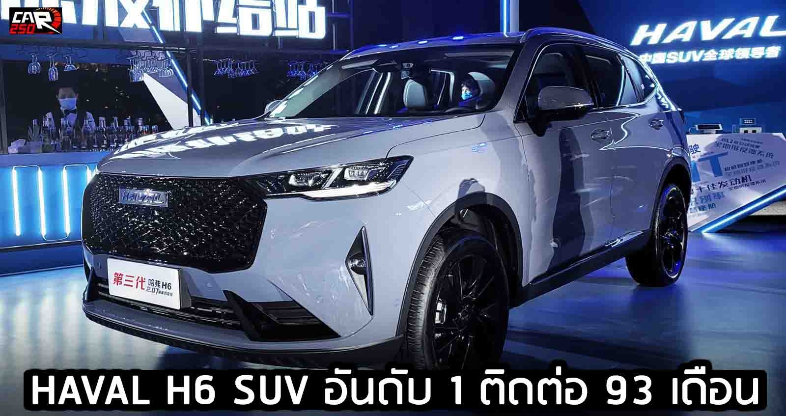 HAVAL H6 SUV ขายดีอันดับ 1 ติดต่อกัน 93 เดือน ในจีน