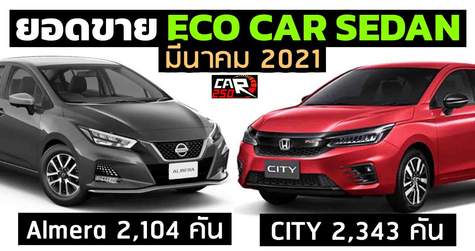 Almera ใกล้อันดับ 1 ยอดขาย ECO CAR Sedan มีนาคม 2564