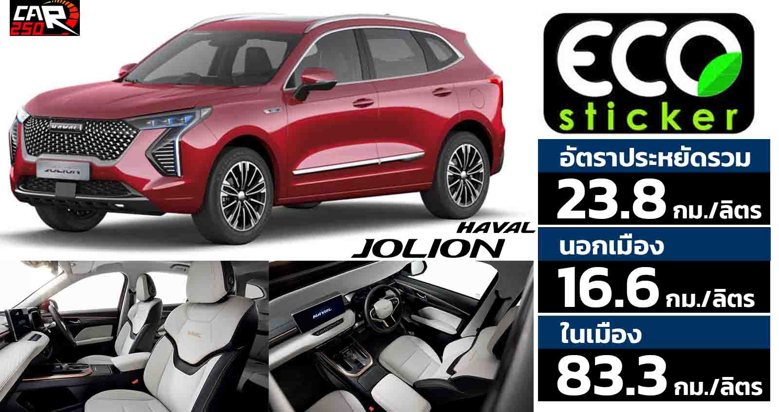 อัตราประหยัดน้ำมัน All New HAVAL JOLION Hybrid SUV อ้างอิงจาก Eco Sticker