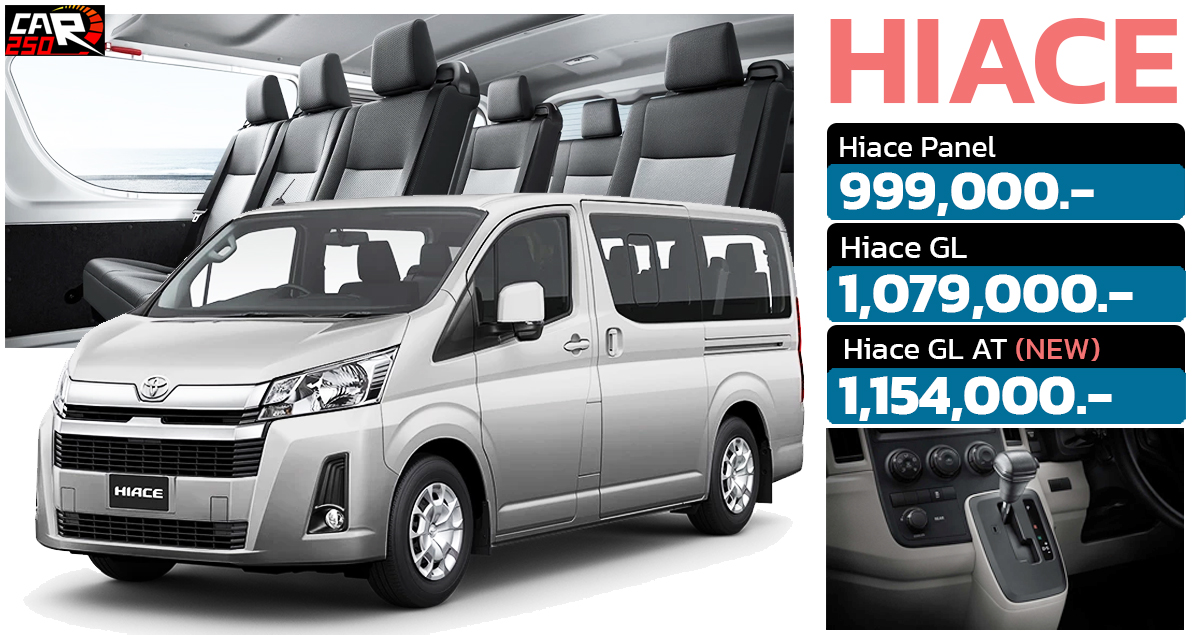 TOYOTA HIACE ใหม่ในไทย ราคา 999,000 – 1,154,000 บาท พร้อมเสริมเกียร์อัตโนมัติ 12 ที่นั่ง