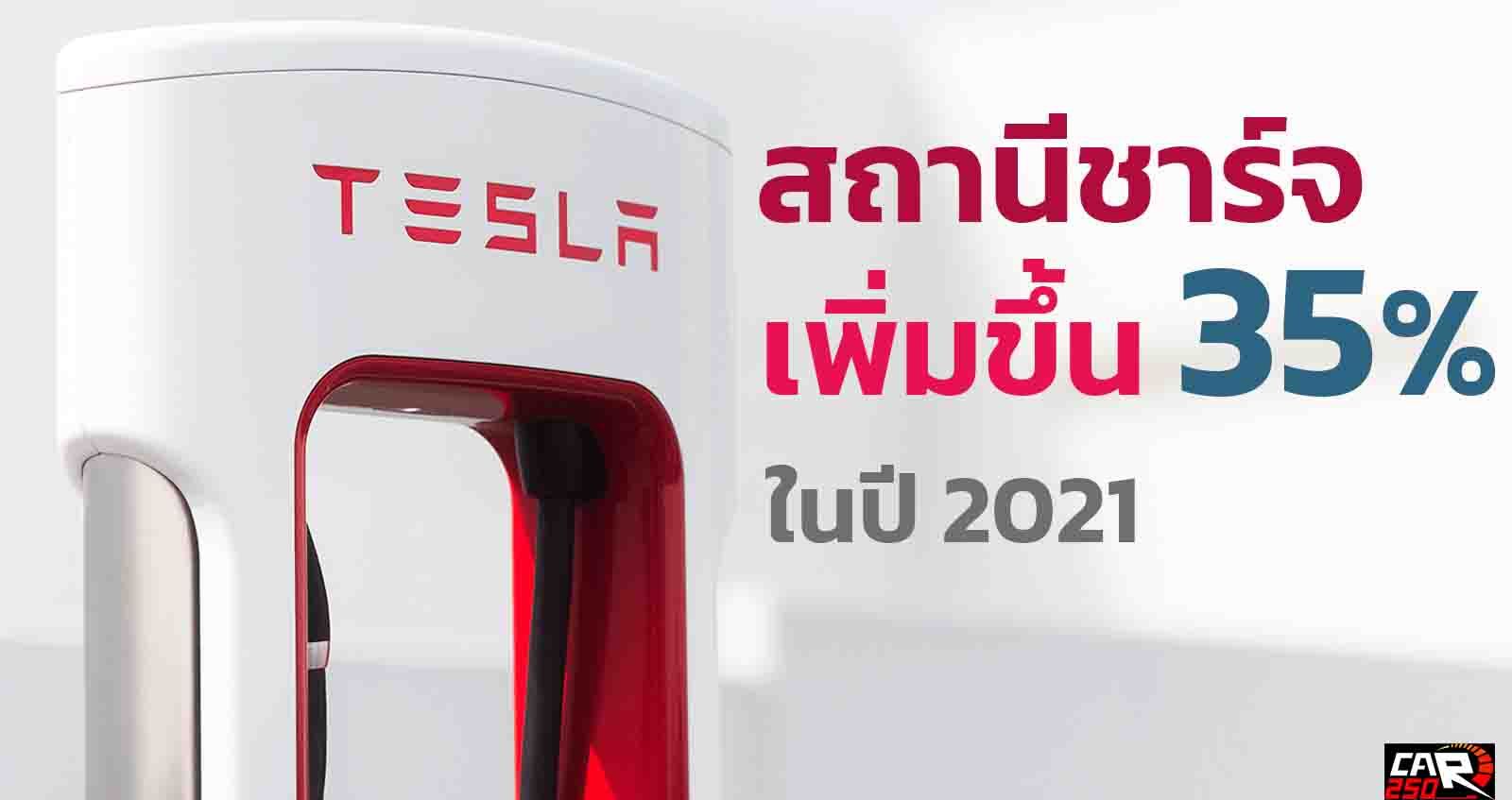 TESLA Supercharger สถานีชาร์จเพิ่มขึ้นกว่า 35% ในปี 2564