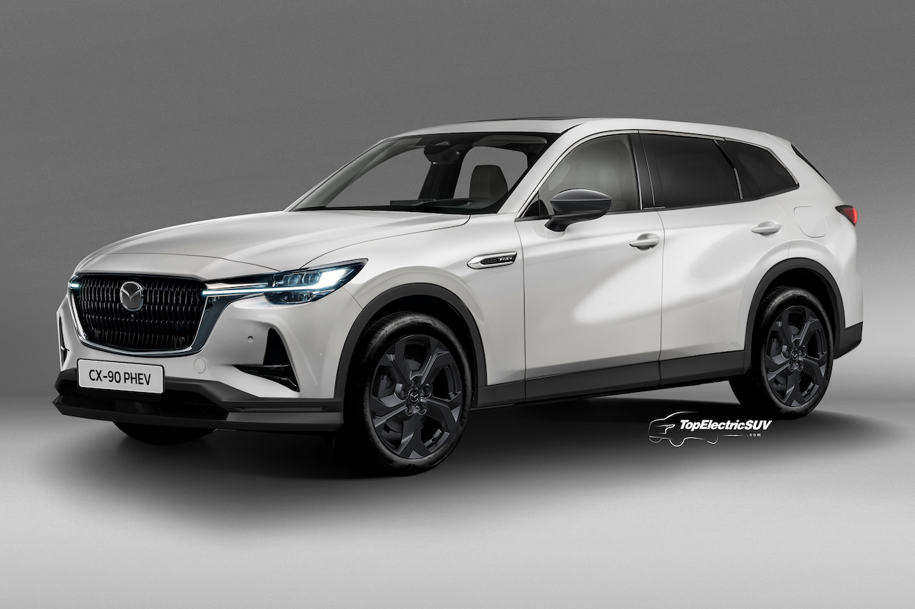 MAZDA CX90 SUV 3 แถว ปลั๊กอินไฮบริด ก่อนเปิดตัวปีหน้า ภาพเรนเดอร์ รถ