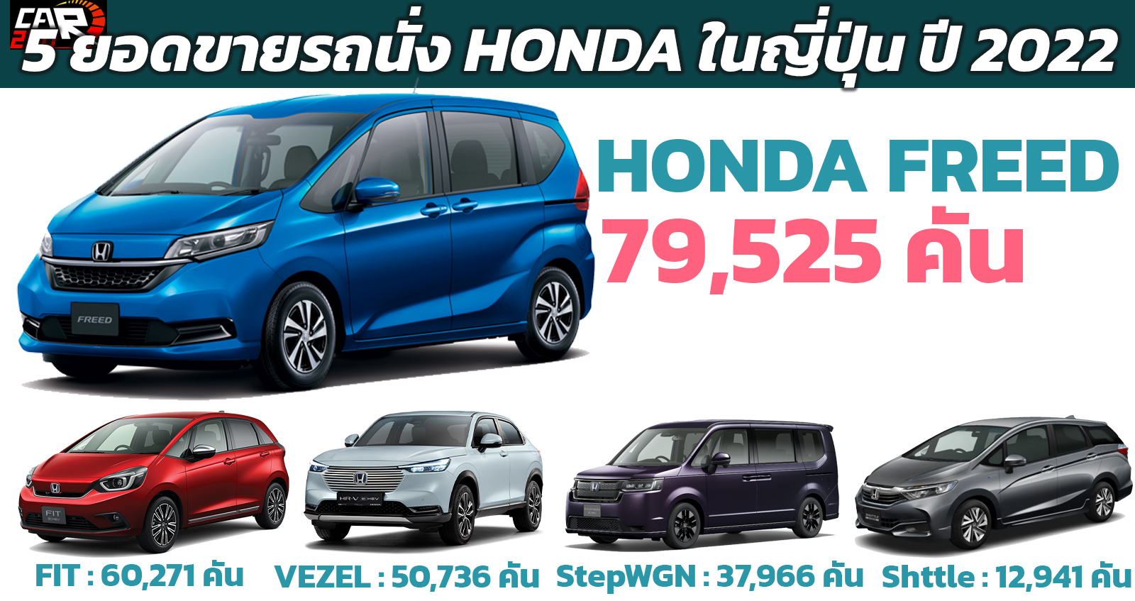 ยอดขายรถนั่ง HONDA ในญี่ปุ่น HONDA FREED ขายดีปี 2022