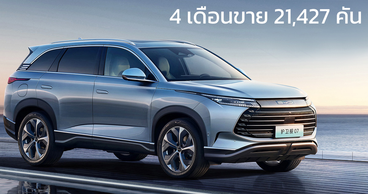 4 เดือนขาย 21,427 คันในจีนข้อมูล 6 รุ่นย่อย BYD Corvette 07 ปลั๊กอินไฮบริด 100 – 205 กม./NEDC ราคา 1.01 – 1.49 ล้านบาทในจีน