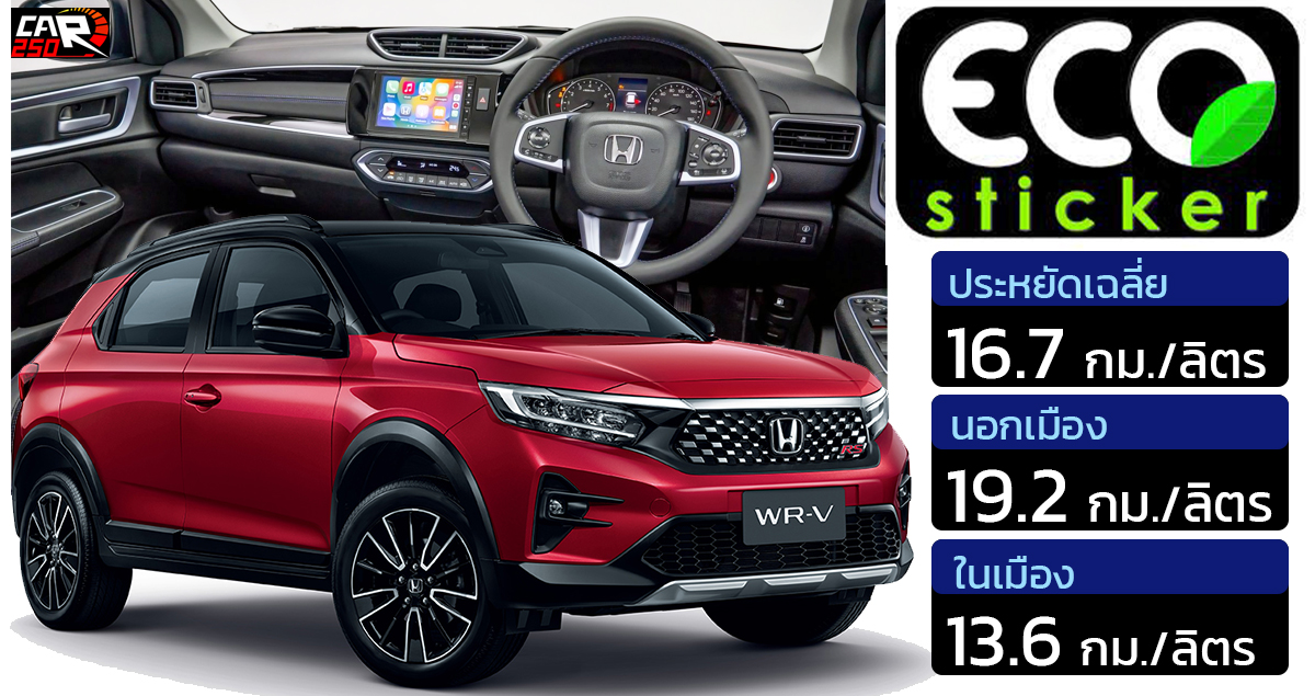 อัตราประหยัดน้ำมัน 16.7 กม./ลิตร HONDA WR-V RS 1.5L ราคา 868,900 บาท