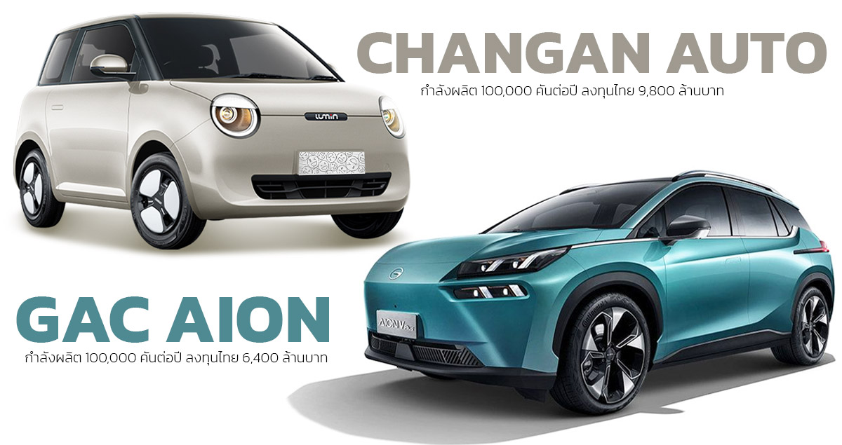 GAC AION และ Changan Automobile ดันสร้างโรงงานรถยนต์ไฟฟ้าในไทย ยอดผลิตรวม 200,000 คันลงทุนกว่า 1.6 หมื่นล้านบาท