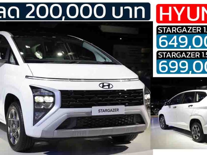 ส่วนลด 200,000 บาท Hyundai STARGAZER 1.5L 115 แรงม้า ราคา 649,000 – 699,000 บาท
