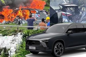 NIO ES8 EV เกิดอุบัติเหตุชนเสาถนน และเกิดไฟไหม้อย่างรวดเร็ว ในประเทศจีน