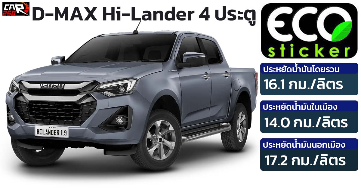 อัตราประหยัดน้ำมัน ISUZU D-MAX Hi-Lander 4 ประตู ECO STICKER