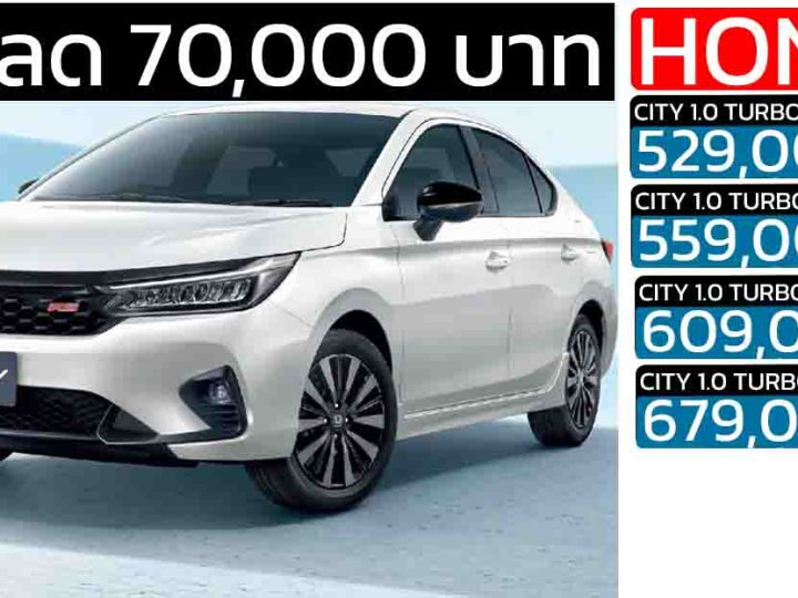 ส่วนลด 70,000 บาท เหลือ 529,000 – 679,000 บาท HONDA CITY ไมเนอร์เช้นจ์ 2024
