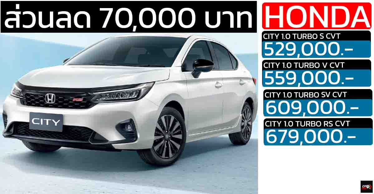 ส่วนลด 70,000 บาท เหลือ 529,000 – 679,000 บาท HONDA CITY ไมเนอร์เช้นจ์ 2024