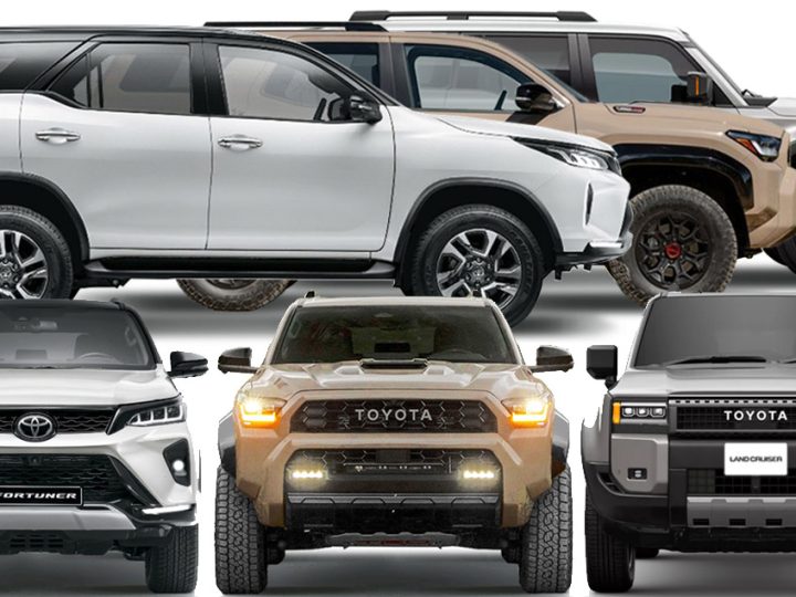 ขนาดตัวถัง TOYOTA FORTUNER , Land Cruiser Prado 250 , 4RUNNER บนแพลตฟอร์มที่แตกต่าง