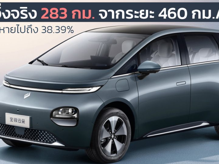 ระยะวิ่งจริง 283 กม. จากระยะ 460 กม./ชาร์จ Baojun Yunduo MPV ไฟฟ้า ทดสอบในจีน