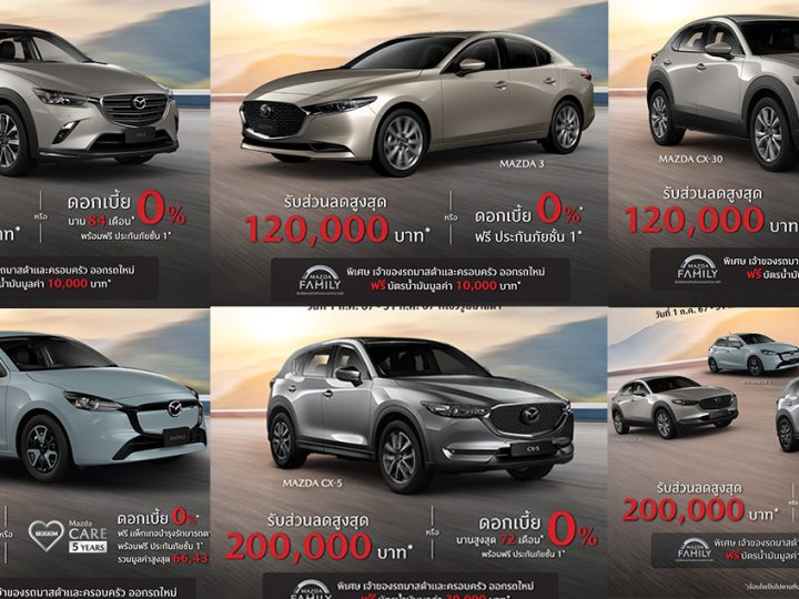 รวมโปรส่วนลด 80,000 – 200,000 บาท MAZDA ประเทศไทย