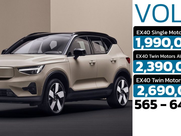 เปิดขายไทย 1.99 – 2.69 ล้านบาท VOLVO EX40 565 – 645 กม./ชาร์จ NEDC