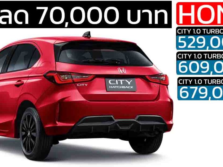 ส่วนลด 70,000 บาท Honda City 1.0 Turbo Hatchback เหลือราคา 529,000 – 679,000 บาท
