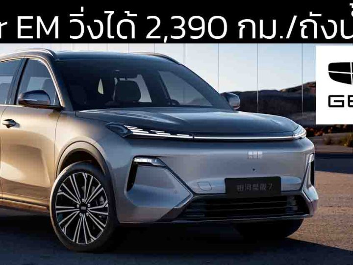 GEELY เปิดตัวเทคโนโลยีปลั๊กอินไฮบริด Thor EM วิ่งได้ 2,390 กม./ถังน้ำมัน ประหยัด 38.1 กม./ลิตร
