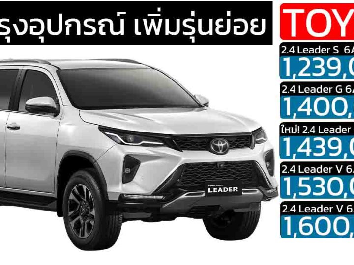โตโยต้า เปิดตัว Fortuner Leader G Plus ใหม่ พร้อมปรับปรุงอุปกรณ์ ราคาเริ่ม 1,239,000 – 1,600,000 บาท