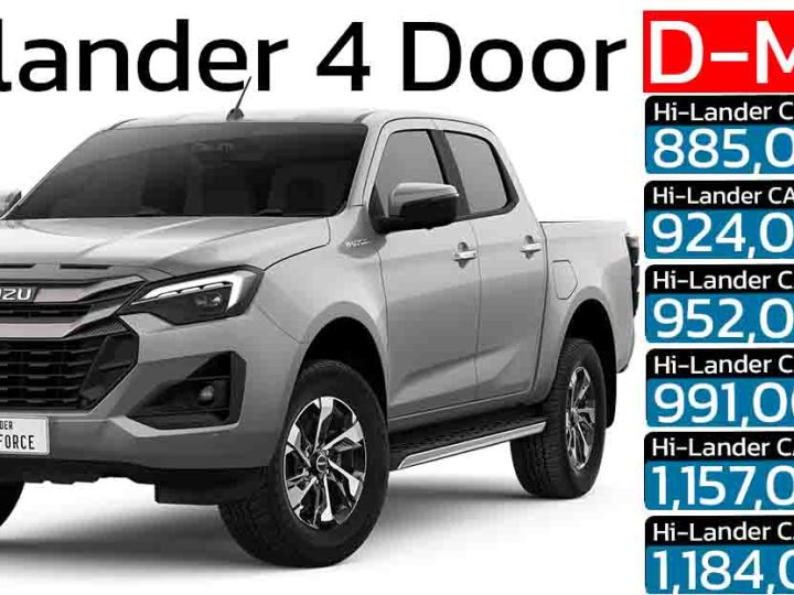 Isuzu D-Max Hi-Lander CAB4 ปรับโฉมใหม่ทั้งภายนอก-ภายใน เพิ่มเทคโนโลยีล้ำสมัย ราคา 885,000 – 1,184,000 บาท