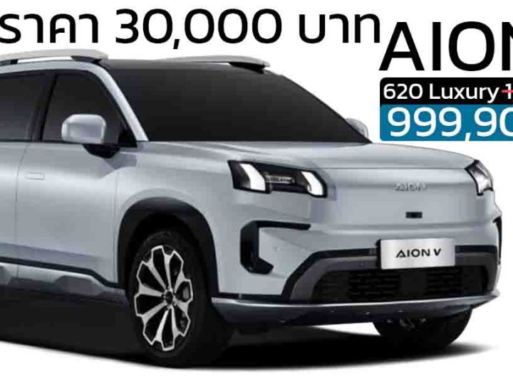 ลดราคา 30,000 บาท เหลือ 999,900 บาท AION V ใหม่ 602 กม./ชาร์ต