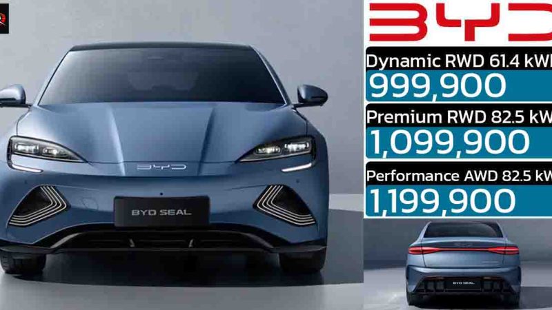 ปรับลดราคา 299,100 บาท BYD SEAL 510 – 650 กม./ชาร์จ CLTC เหลือ 999,900 – 1,199,900 บาท