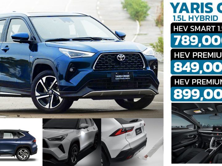 TOYOTA YARIS CROSS HEV ไฮบริด ราคา 789,000 – 899,000 บาท ประหยัด 26.3 กม./ลิตร  ฟรี ประกันคุณภาพ 5 ปี หรือ 150,000 กม. ประกันแบตไฮบริด 10 ปี