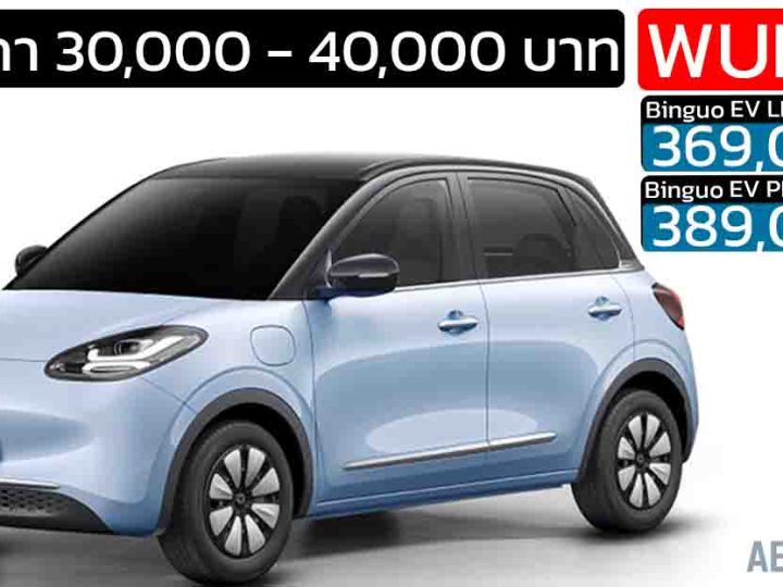 ส่วนลด 30,000 – 40,000 บาท Wuling Binguo SRD 333 กม./ชาร์จ ราคา 369,000 – 389,000 บาท