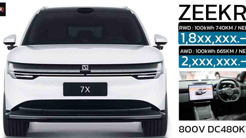 คาดเดาราคา 2 รุ่นย่อยในไทย ZEEKR 7X วิ่งได้ 665 – 740 กม./ชาร์จ NEDC เริ่ม 1.8 – 2 ล้านกว่าบาทโดยประมาณ