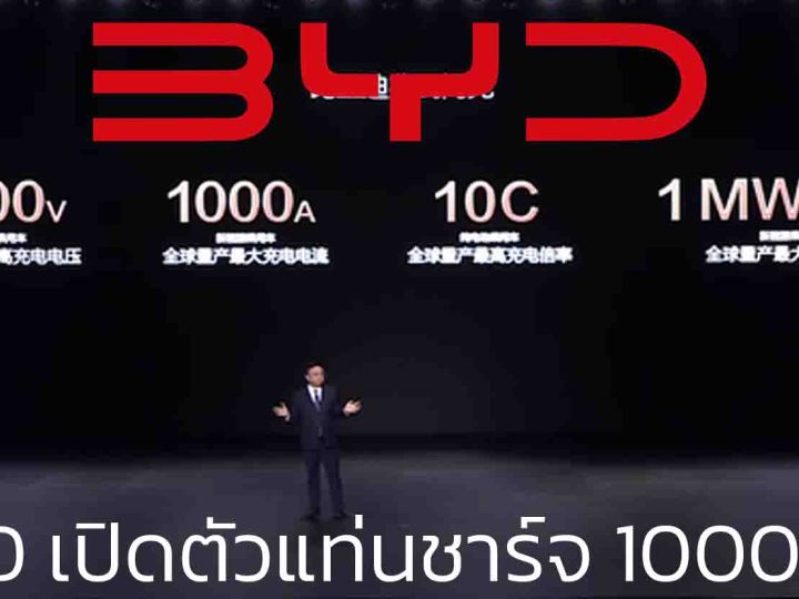 BYD เปิดตัวแท่นชาร์จ 1000kW ชาร์จ 5 นาทีวิ่งได้ 400 กม. หรือ 2 กม. ต่อ 1 วินาที
