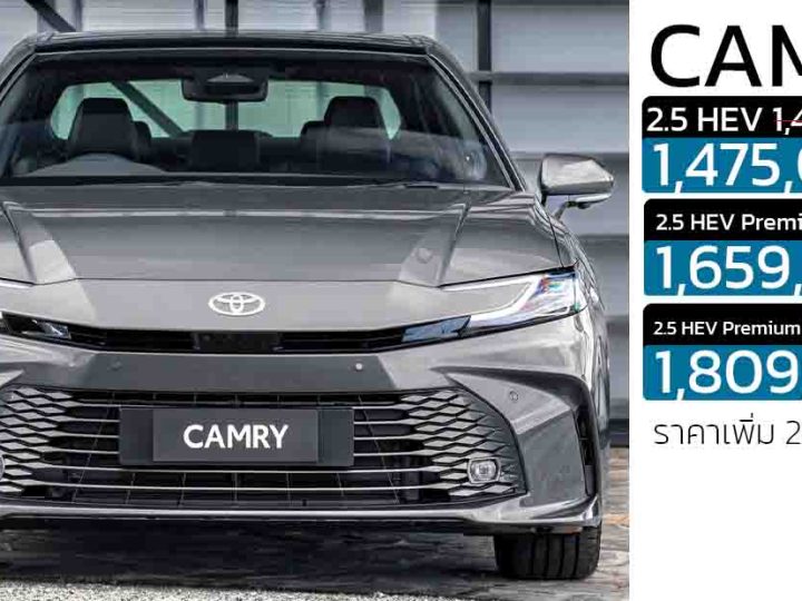 ราคาเพิ่ม 20,000 บาท TOYOTA CAMRY เจนที่ 9 ราคาในไทย 1,475,000 – 1,819,000 บาท