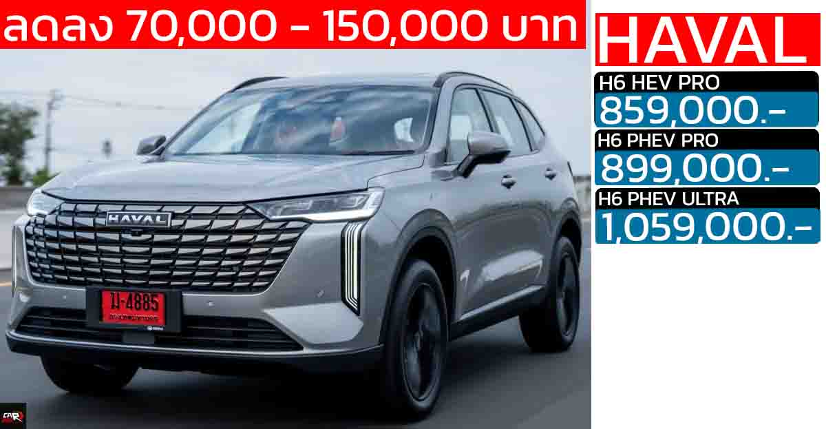 ลดราคากว่า 150,000 บาท HAVAL H6 ไฮบริด และ ปลั๊กอินไฮบริด เหลือ 859,000 – 1,059,000 บาท