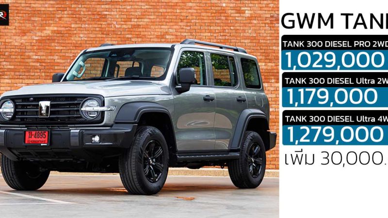 หมดโปรปรับราคาขึ้น 30,000 บาท GWN TANK 300 ดีเซล 2.4T ประกันคุณภาพเครื่อง 1 ล้านกิโลเมตร*