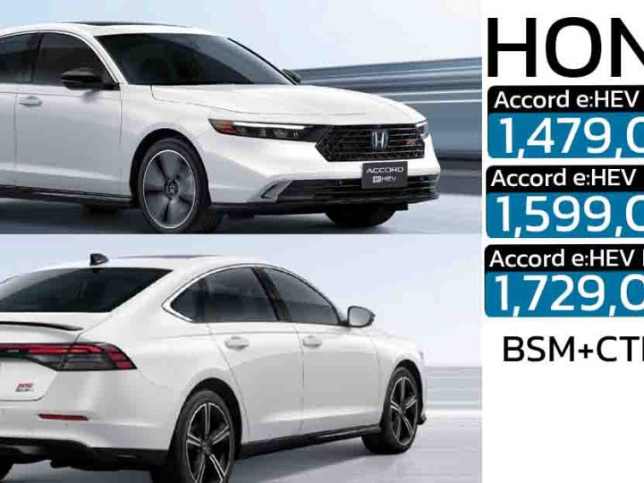 ปรับลดราคา 50,000 – 70,000 บาท Honda Accord เจนที่ 11 e:HEV 2.0 ไฮบริดราคา 1.47 – 1.72 ล้านบาท BSM+CTM ทุกรุ่น