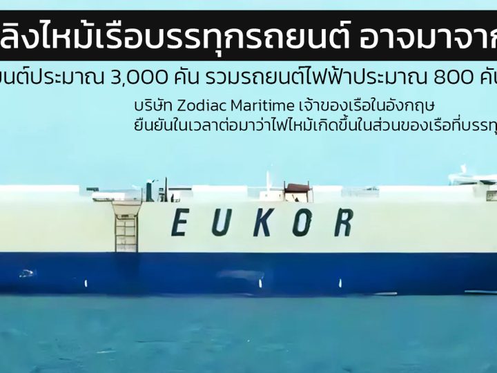 เกิดเพลิงไหม้ เรือบรรทุกรถยนต์ Morning Midas เดินทางไปยังเม็กซิโก บรรทุกรถกว่า 3,000 คัน สภาพเรือยังไม่ทราบ