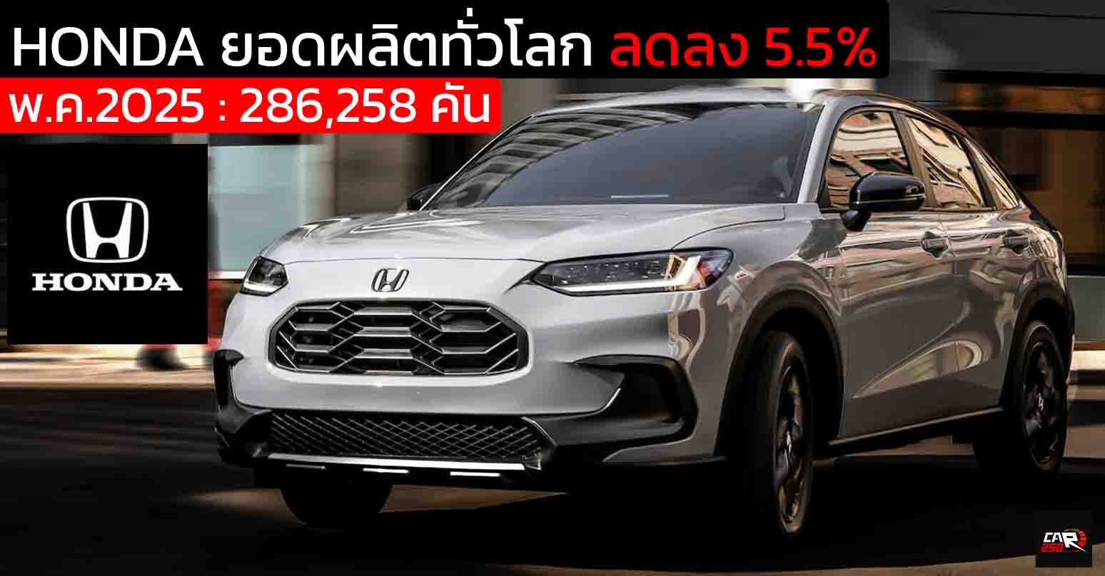 ยอดผลิต HONDA ทั่วโลก ลดลง 5.5% ในเดือนพฤษภาคม 2025 รวม 286,258 คัน