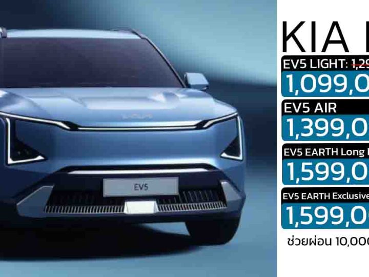 ส่วนลด 200,000 บาท KIA EV5 ราคา 1,099,000 – 1,599,000 บาท