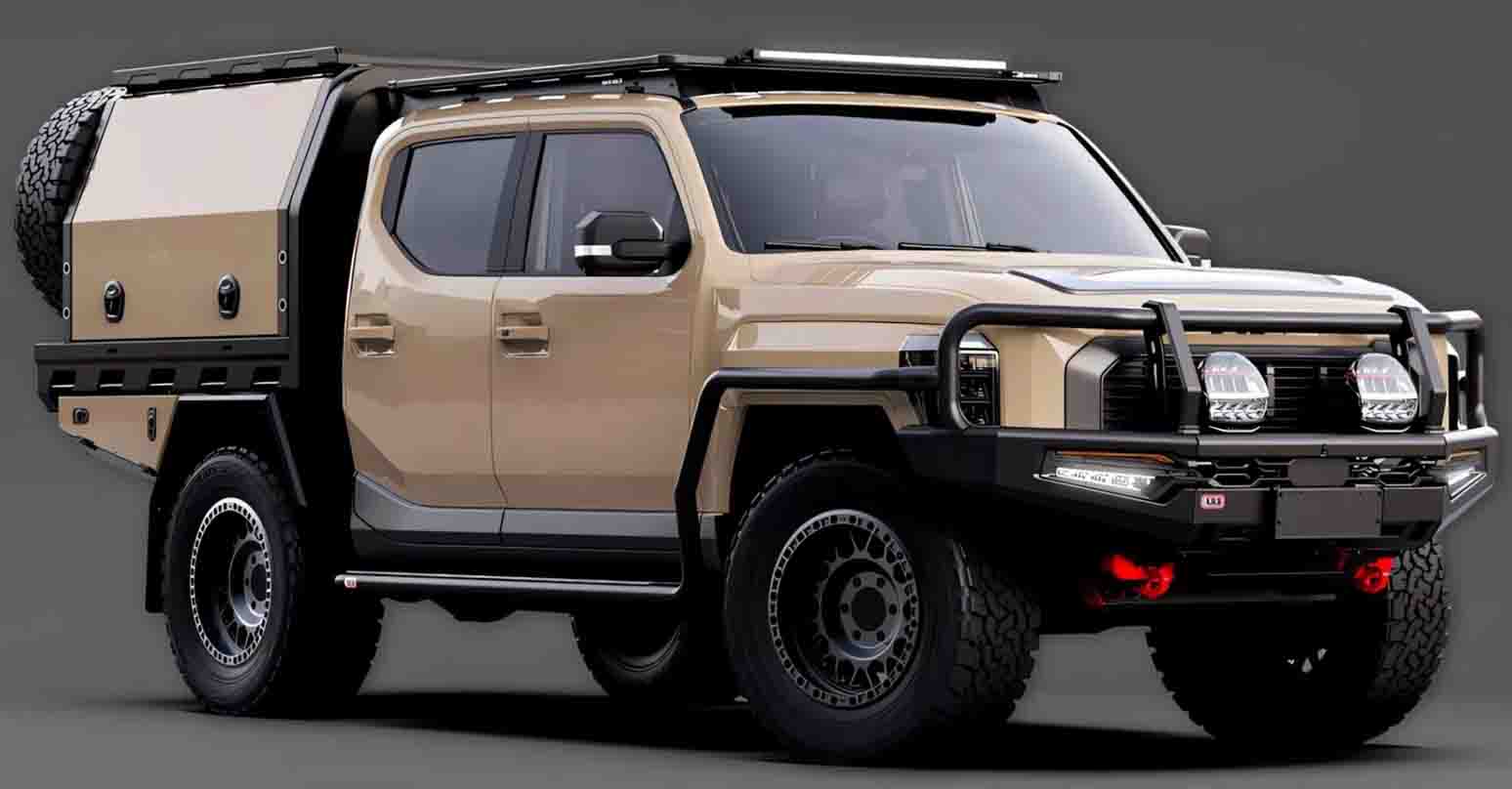 KIA TASMAN ชุดแต่งออฟโรดพิเศษจาก ARB ในออสเตรเลีย บาร์กันชน, ราวหลังคา, ล้อ, ไฟ LED
