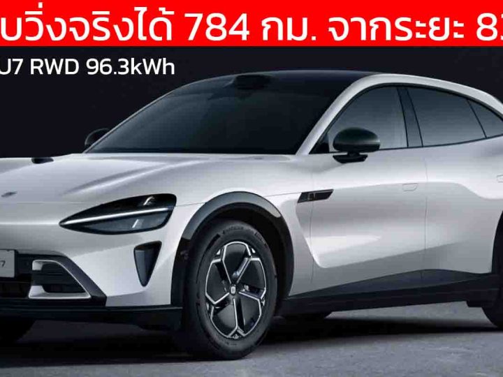 ทดสอบวิ่งจริงได้ 784 กม. อัตราสำเร็จ 93.9% Xiaomi YU7 RWD 96.3kWh 835 กม./ชาร์จ ราคาในจีน 1.15 ล้านบาท