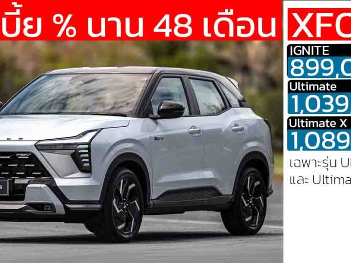 ดอกเบี้ย 0% นาน 48 เดือน! Mitsubishi Xforce HEV ขายไทย 899,000 – 1,089,000 บาท ประหยัด 24.4 กม./ลิตร